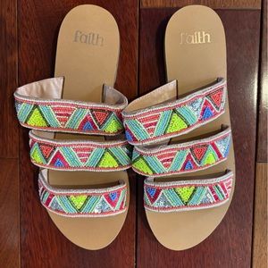 MULTI BEADED 3 STRAP SANDALS
